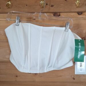 SHEIN Cream Strapless Corset Top